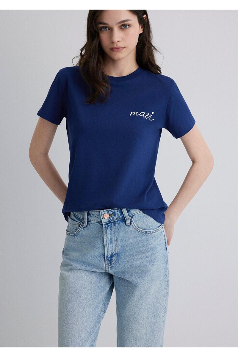 Mavi Tişört M1612962-70722 Koyu Saks Mavi