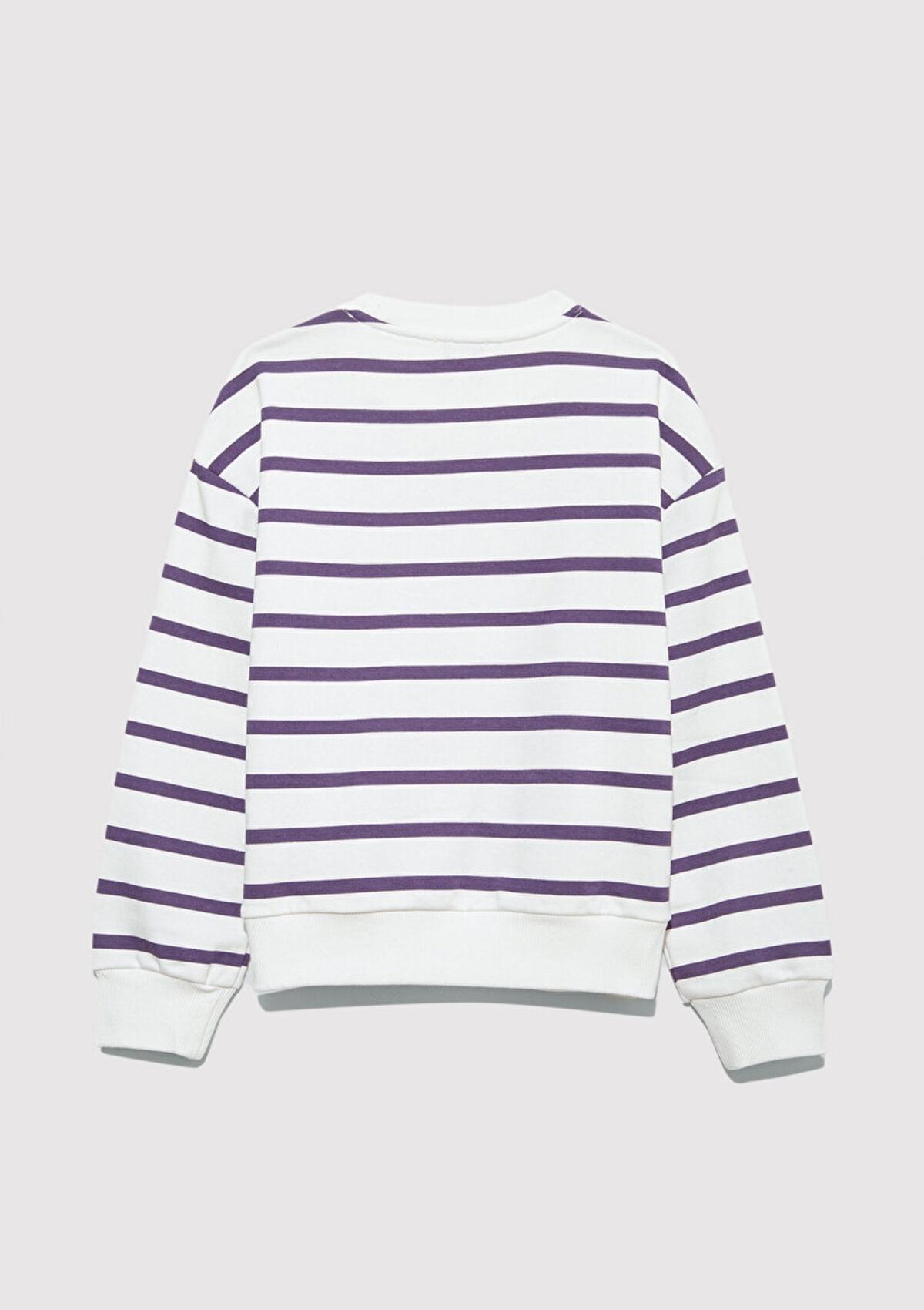 Mavi Sweatshirt Kız Çocuk M7S10038-88138 Mor Çizgili