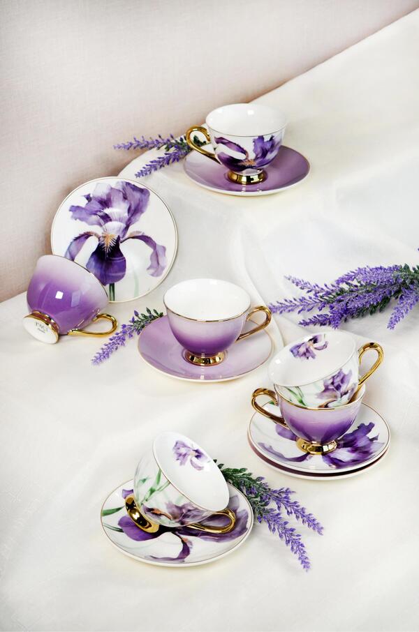 Paçi Fincan Takımı 6Lı Çiçekli Yaldızlı Orchıd P/POR-101757