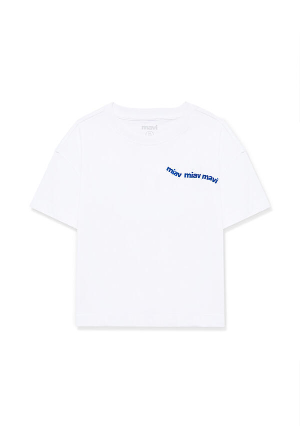 Mavi Tişört Kız Çocuk M7610180-620 Beyaz