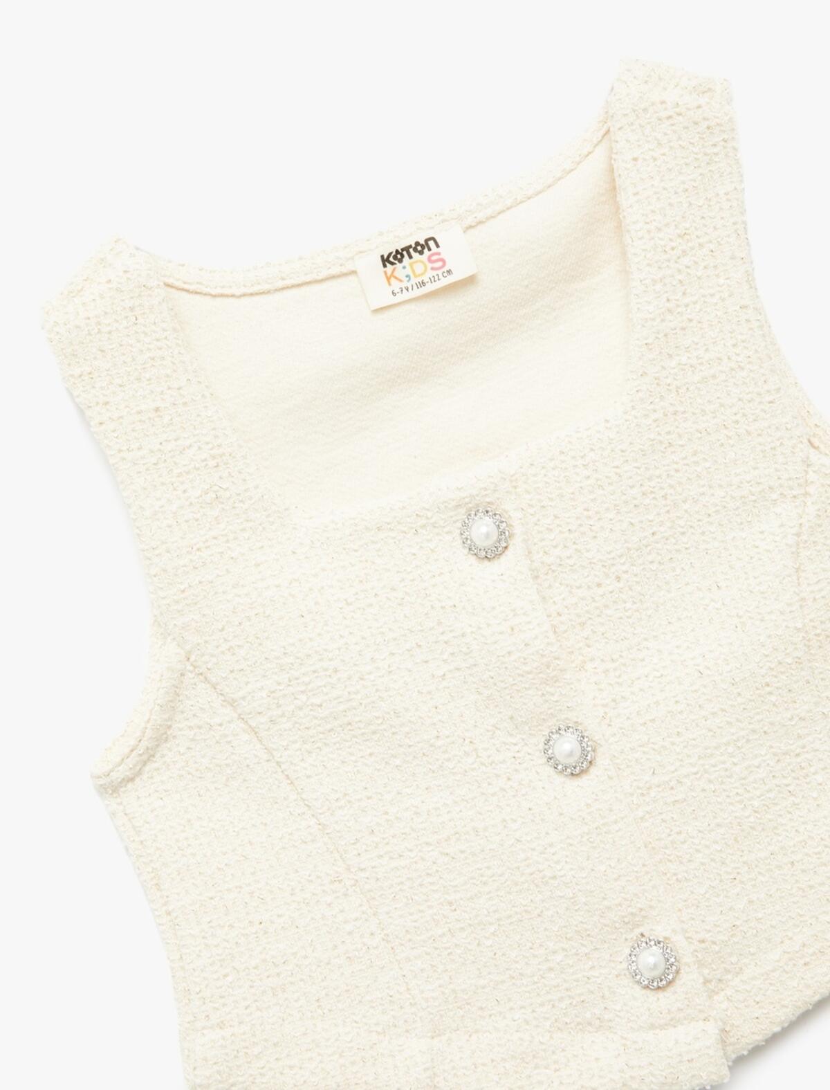 Koton Bluz Crop Kız Çocuk 6WKG60016AK Ekru