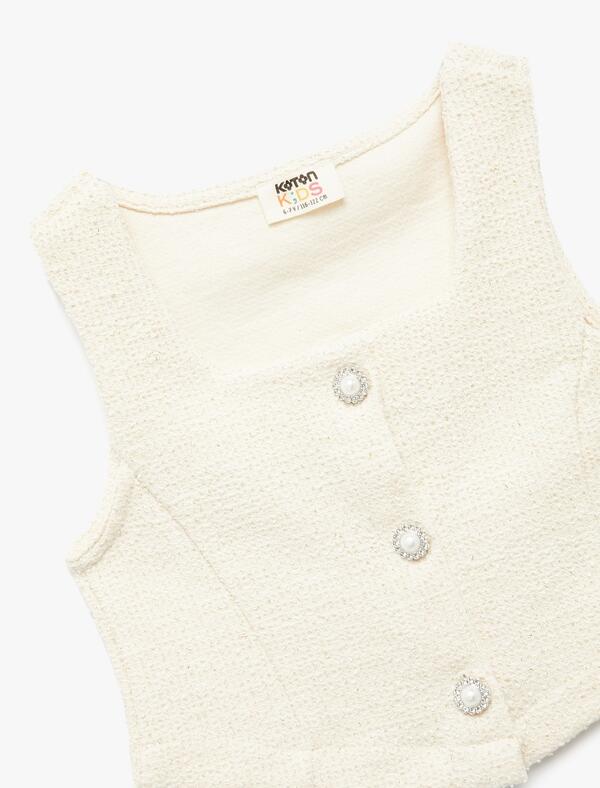 Koton Bluz Crop Kız Çocuk 6WKG60016AK Ekru