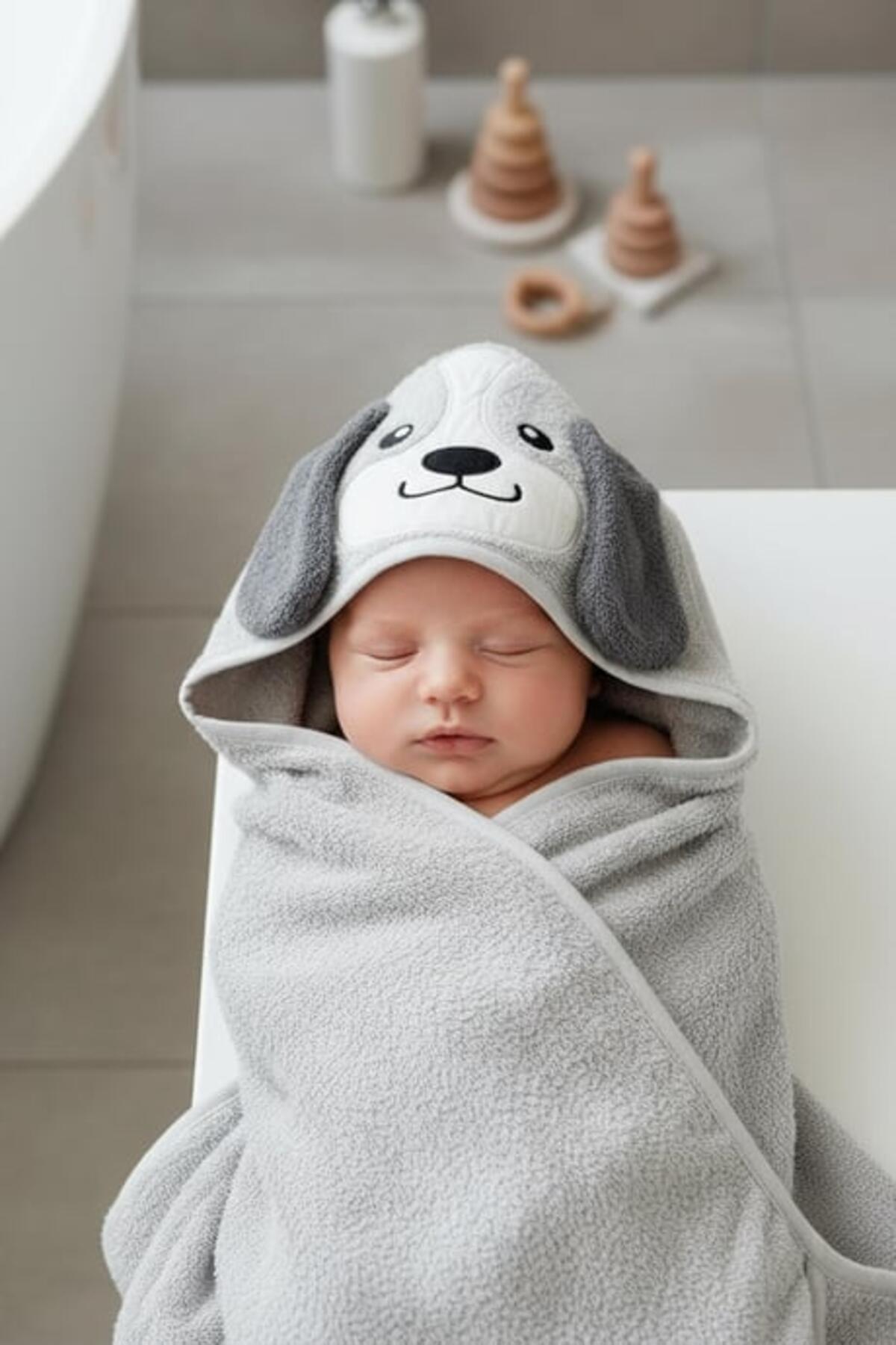 Kanz Havlu Kundak Silgi Nakışlı (Knz-037) Dog Gri