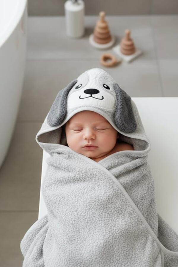 Kanz Havlu Kundak Silgi Nakışlı (Knz-037) Dog Gri