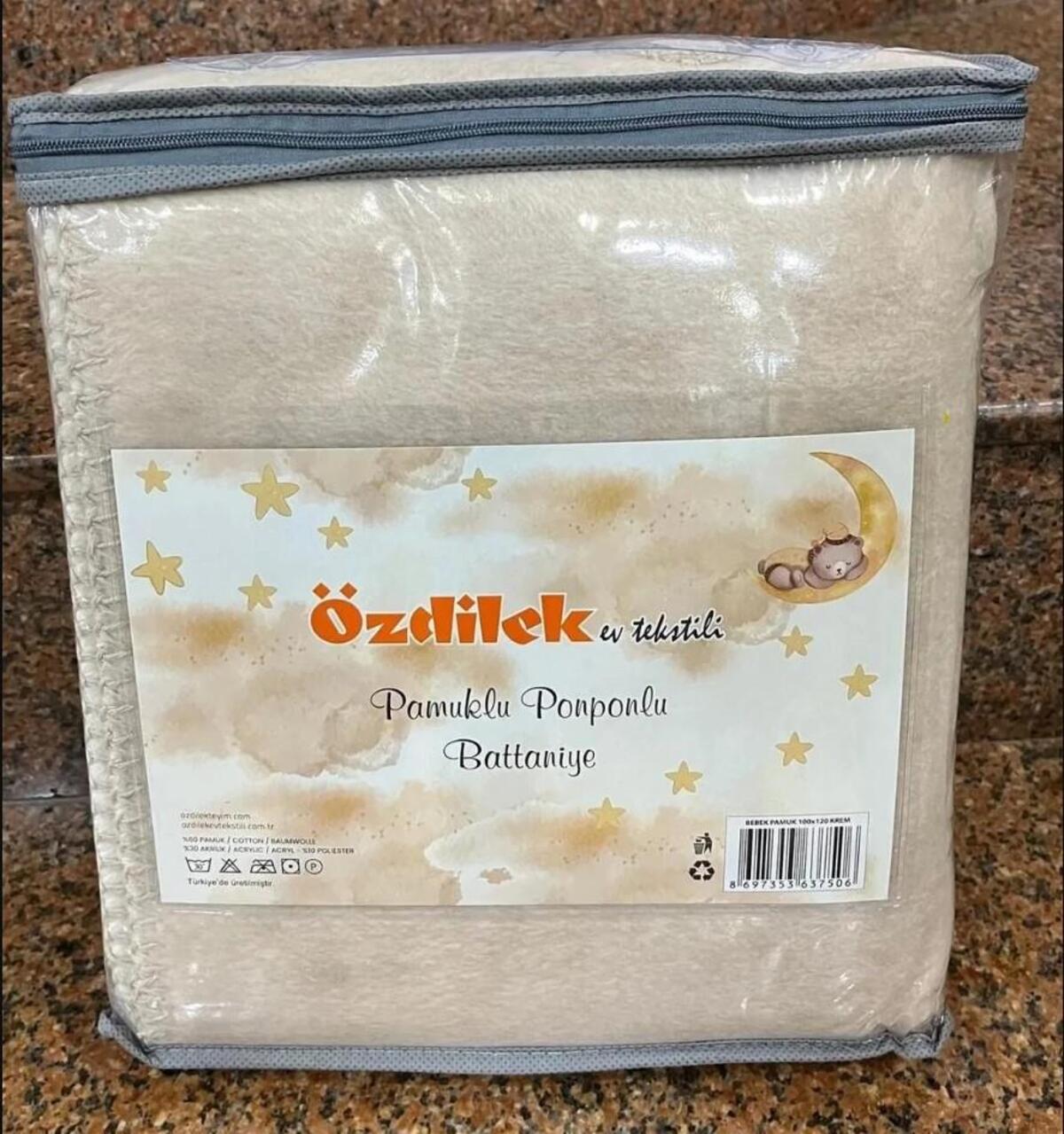 Özdilek Bebe Battaniye Pamuk Ponponlu Krem