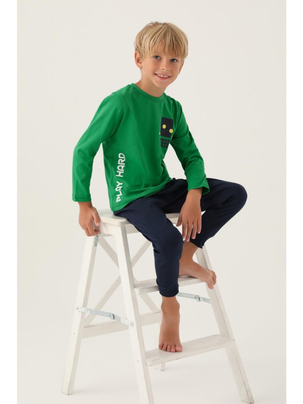 Rolypoly Pijama Takım Erkek Çocuk RP3338-2 Elma Yeşili