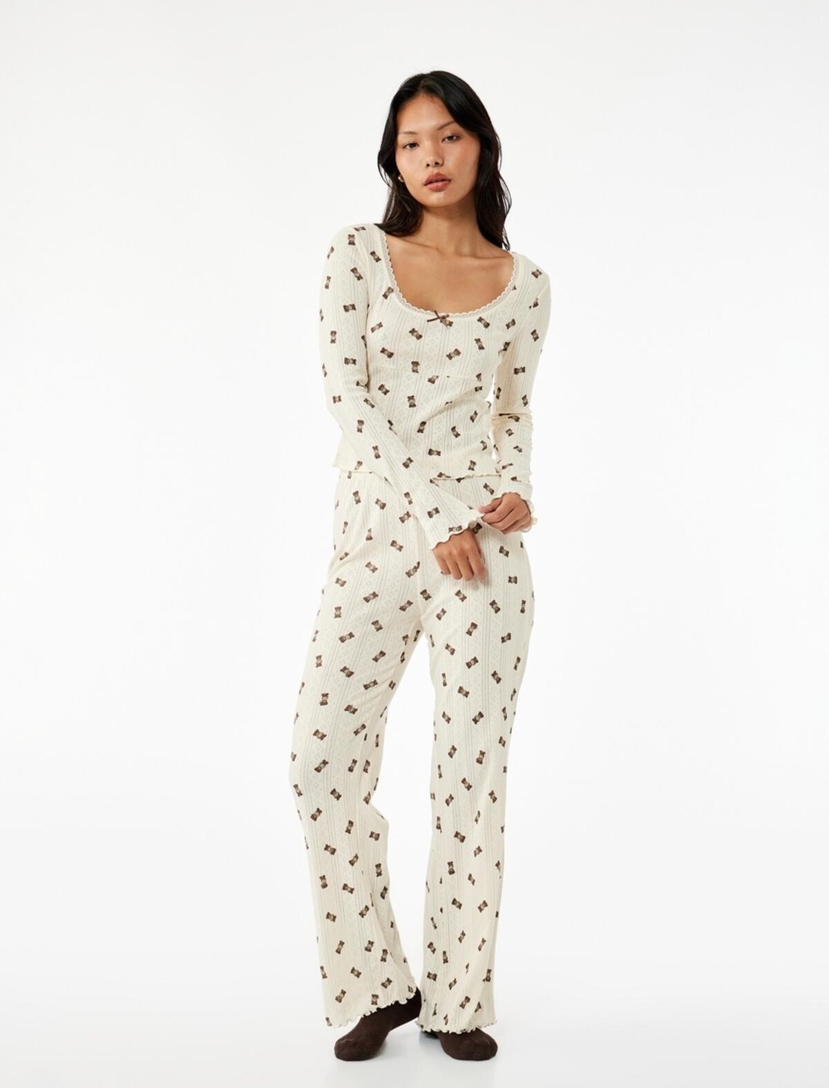 Koton Pijama Altı 6WLK40100MK Ekru Desenli
