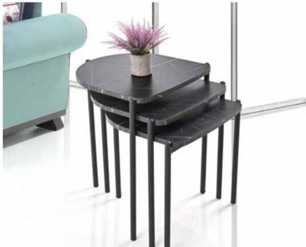 Güneş Zigon Sehpa Milas Siyah Mermer 386