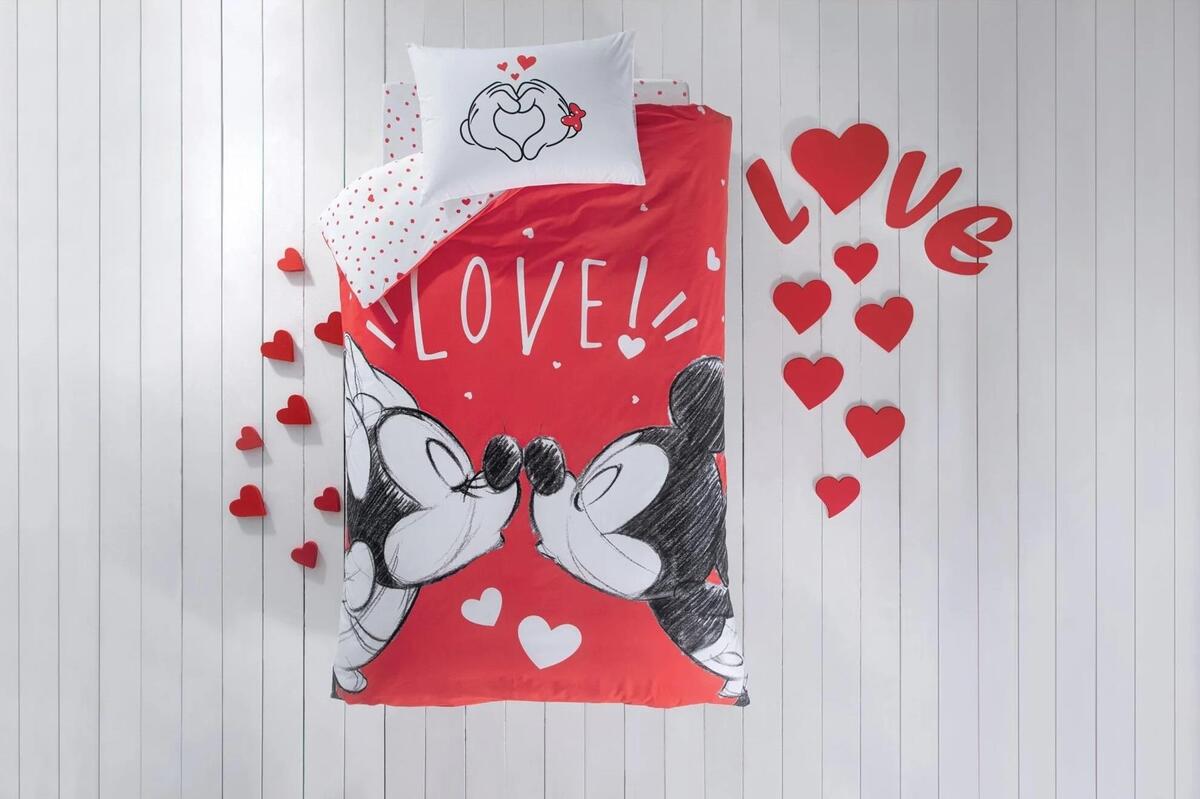 Taç Nevresim Takımı Tek Kişilik Disney Minnie & Mickey Lovely