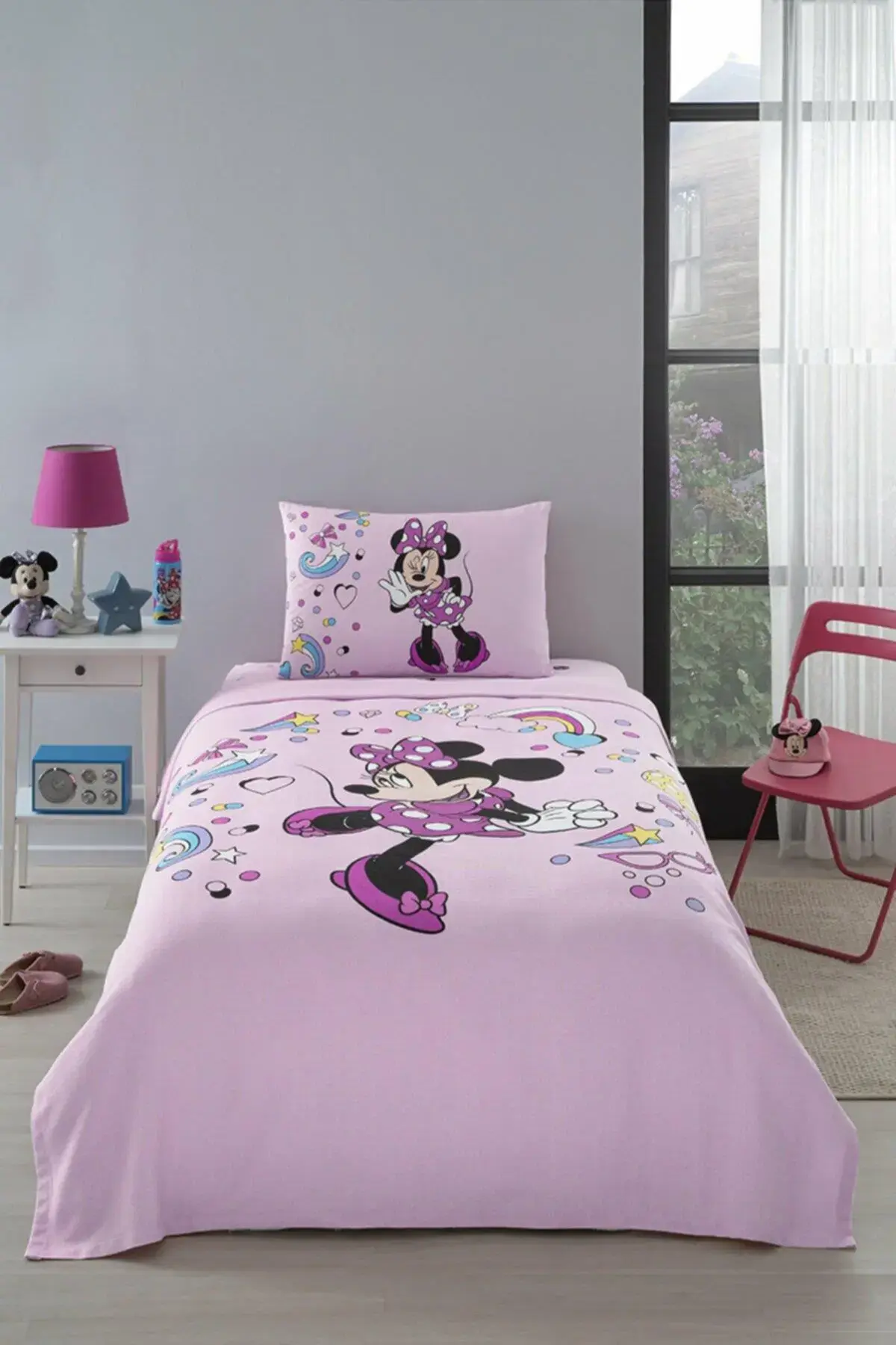 Özdilek Nevresim Takımı Tek Kişilik Kapitone Lisanslı Minnie İcon Pembe
