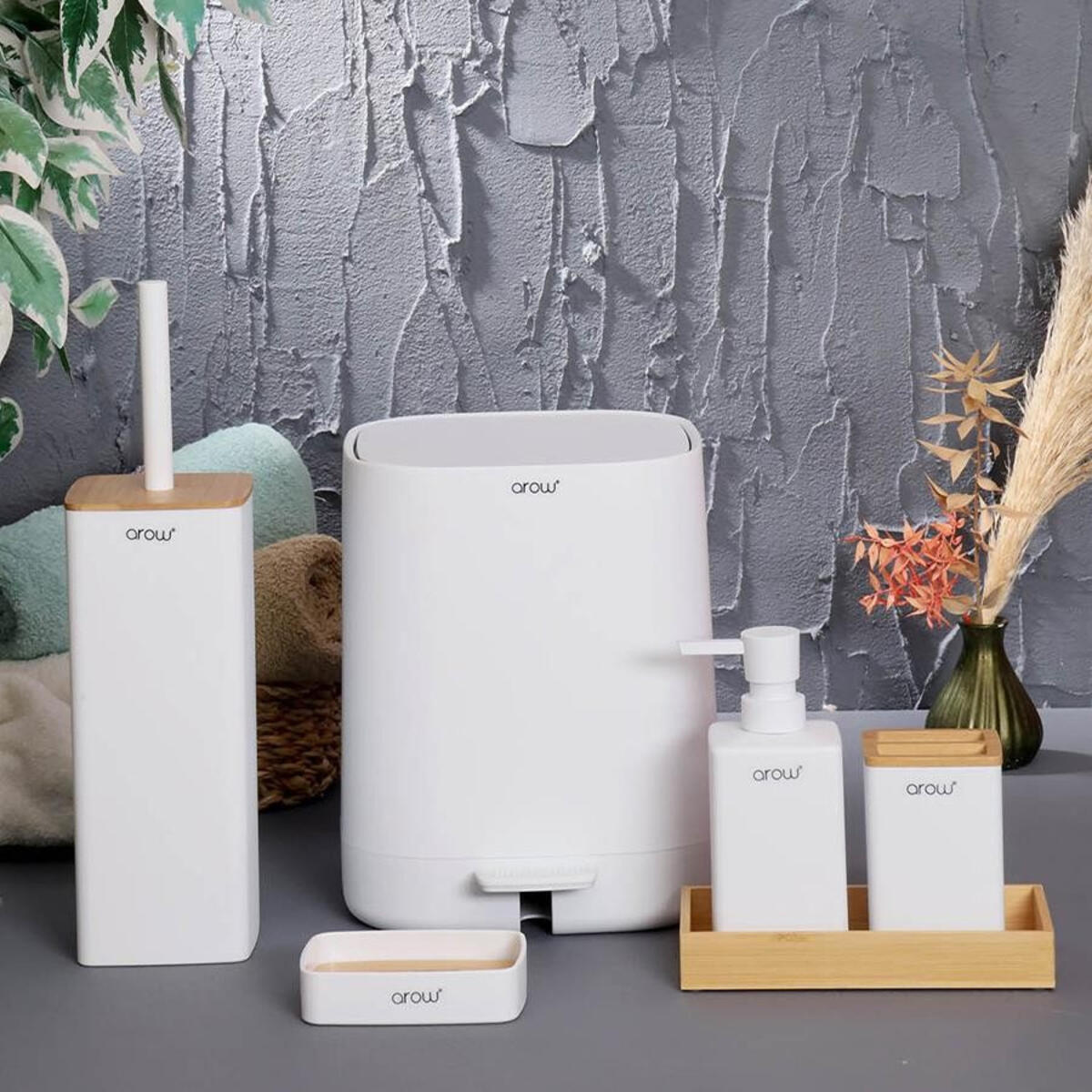 Arow Banyo Seti Akrilik 6 Lı Beyaz Tr-3993