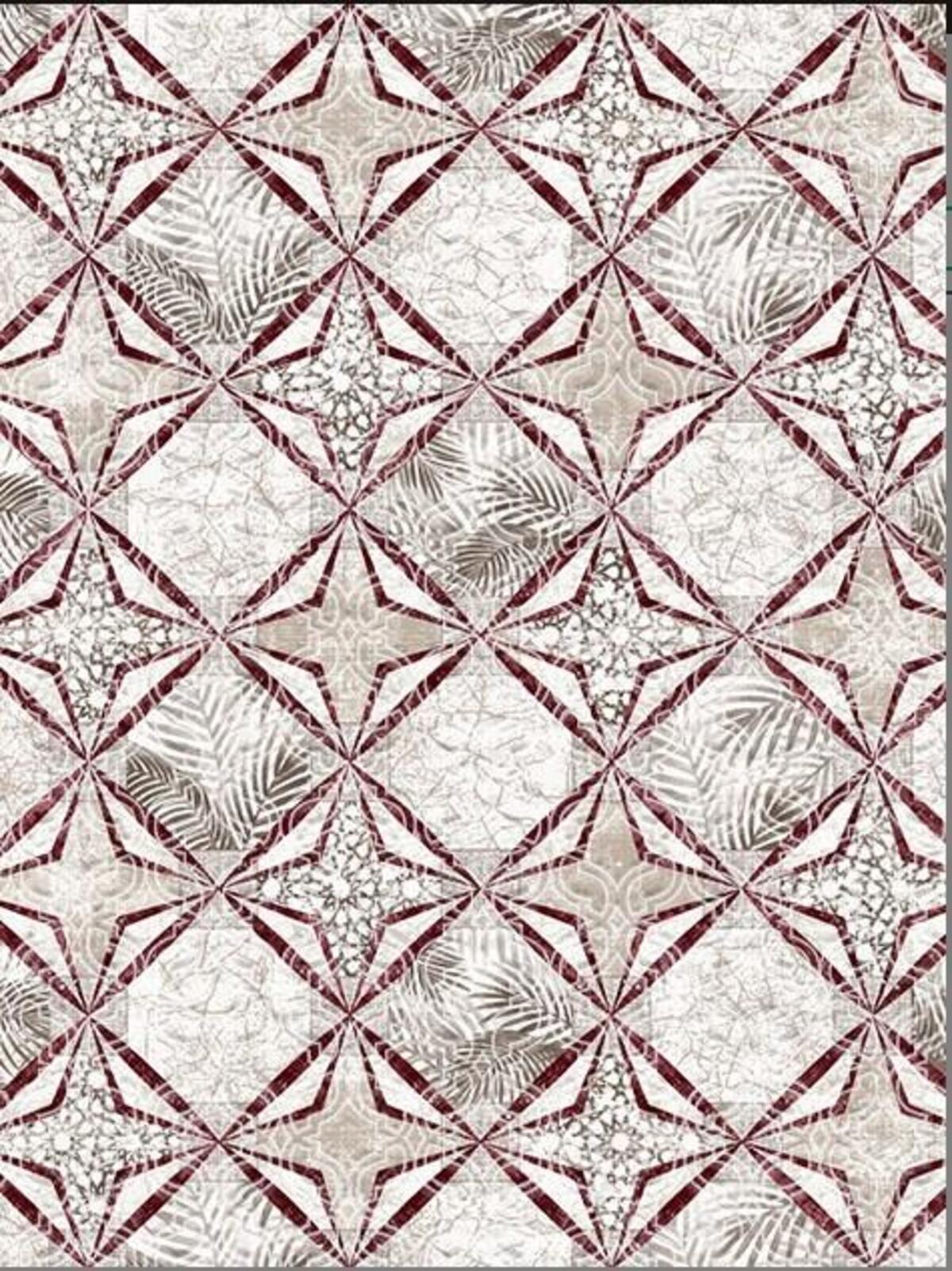 Dinarsu Desenli Embos Yolluk 120 Cm Taji Bordo