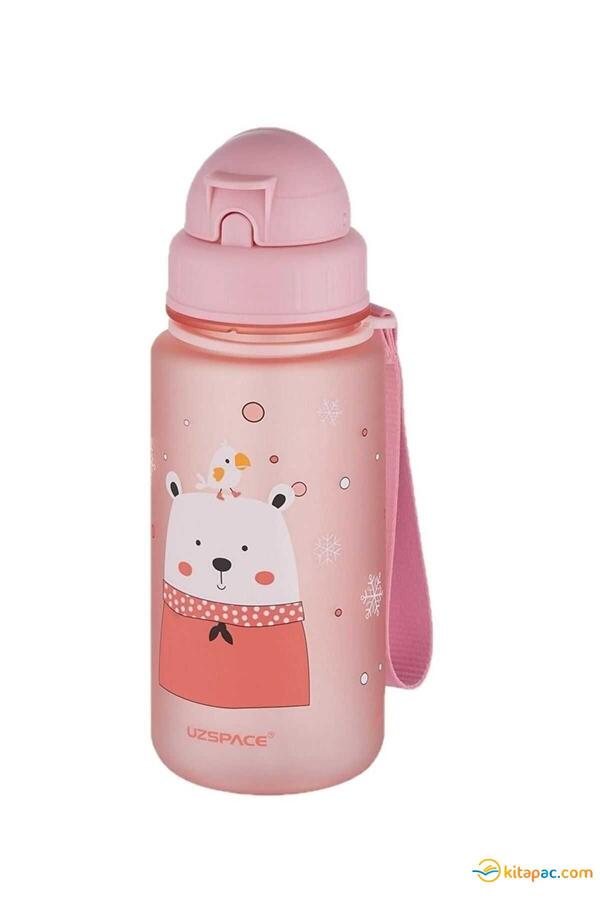 Uzspace Sevimli Hayvan Desenli Soft-Touch 400 Ml Trıtan Su Matarası 3024-5Pembe