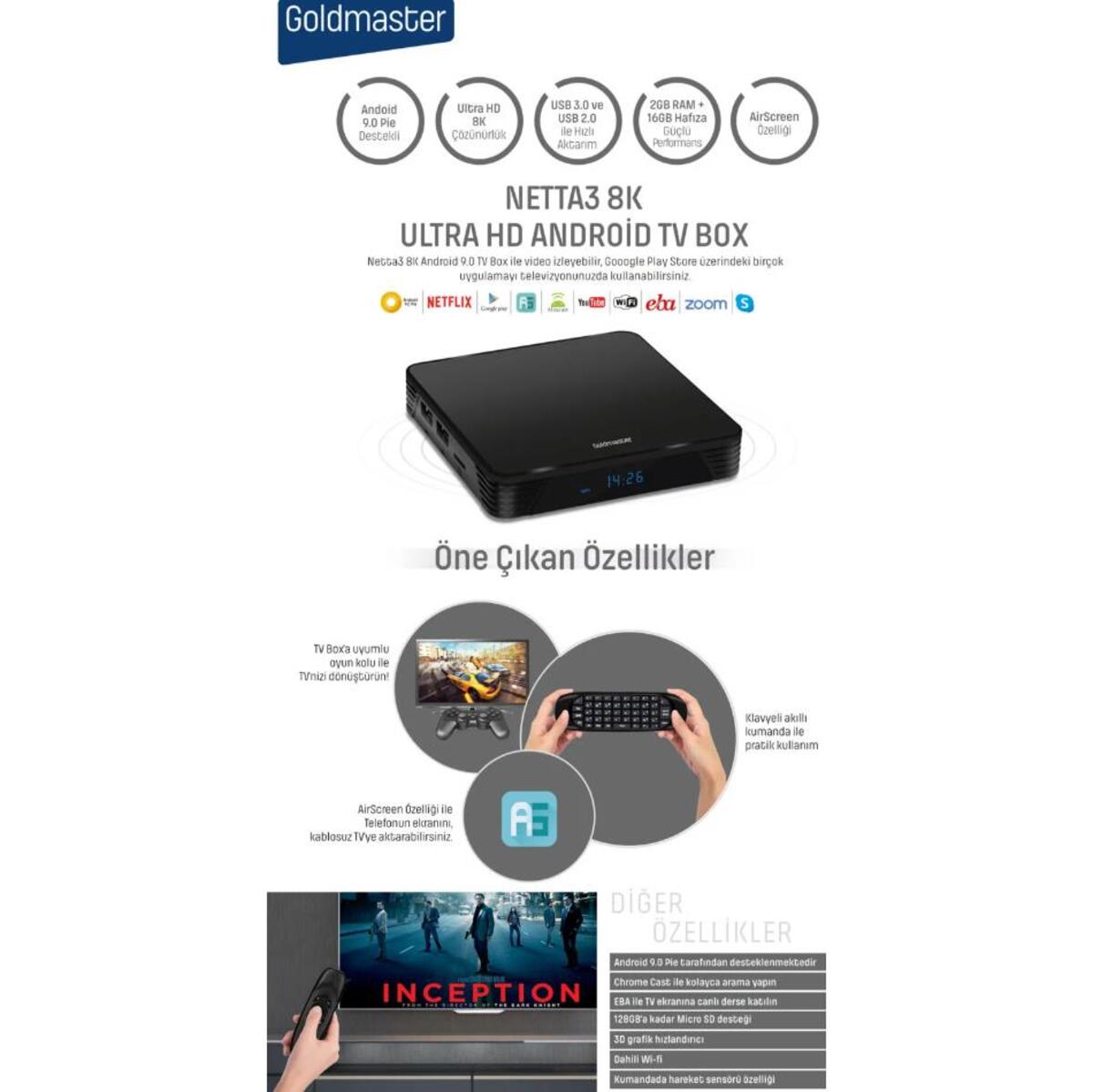 Goldmaster Netta3 8K Android TV BOX