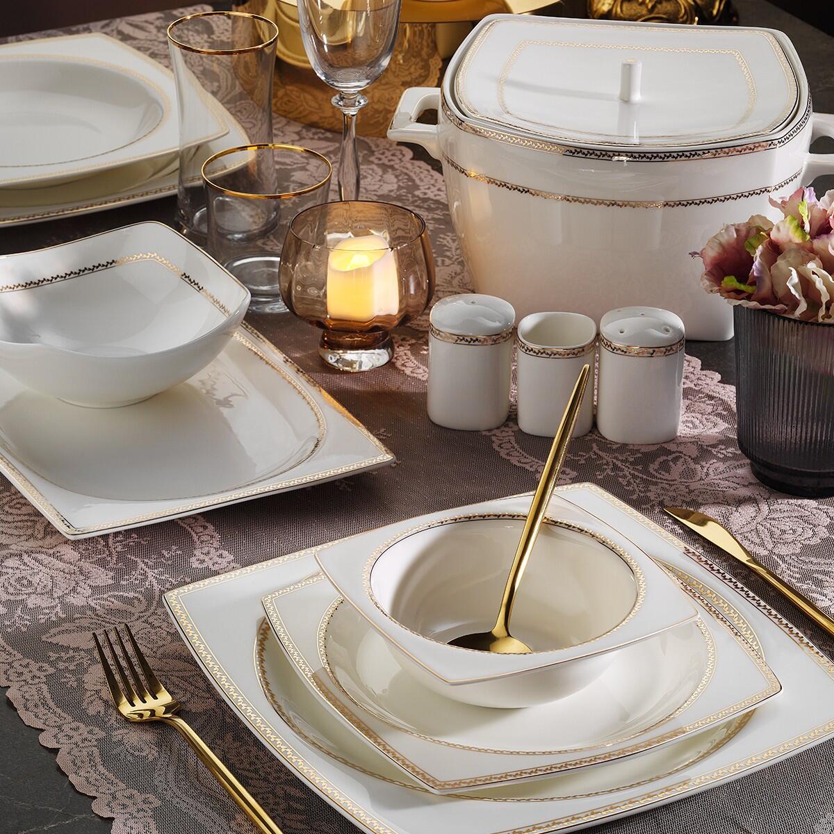 Aryıldız Yemek Takımı 60P Square Lıne 31037 153AR31037 Gold