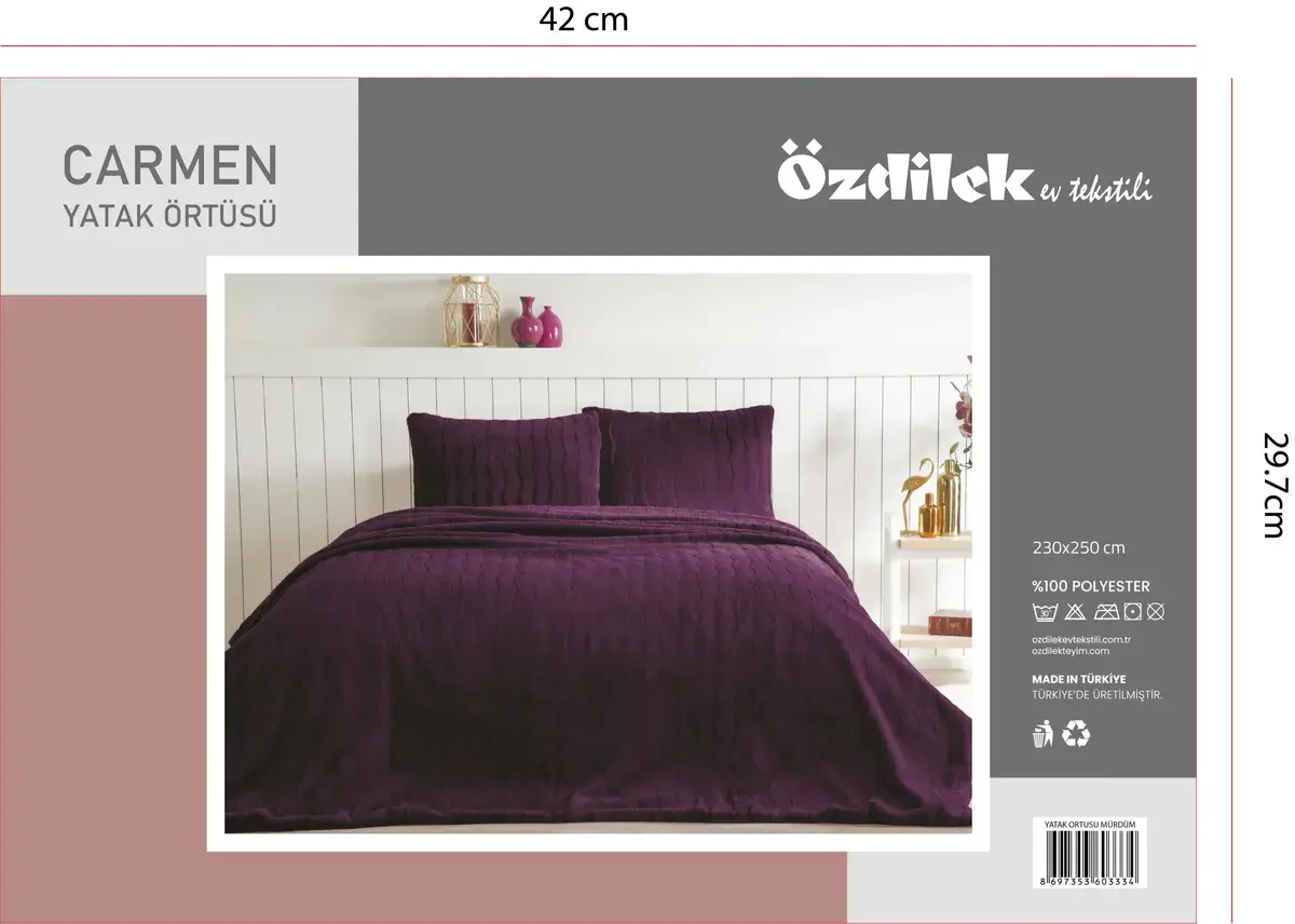 Özdilek Yatak Örtüsü Çift Kişilik Carmen Mürdüm