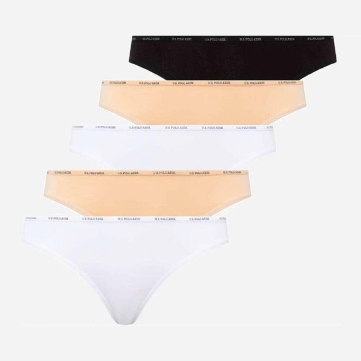 U.S Polo Assn. Kadın Slip 5Li 67001 Siyah-Ten-Beyaz-Ten-Beyaz