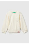 Benetton Sweatshirt Kız Bebek BNT-BG 3NBMG10K2-25K Ekru
