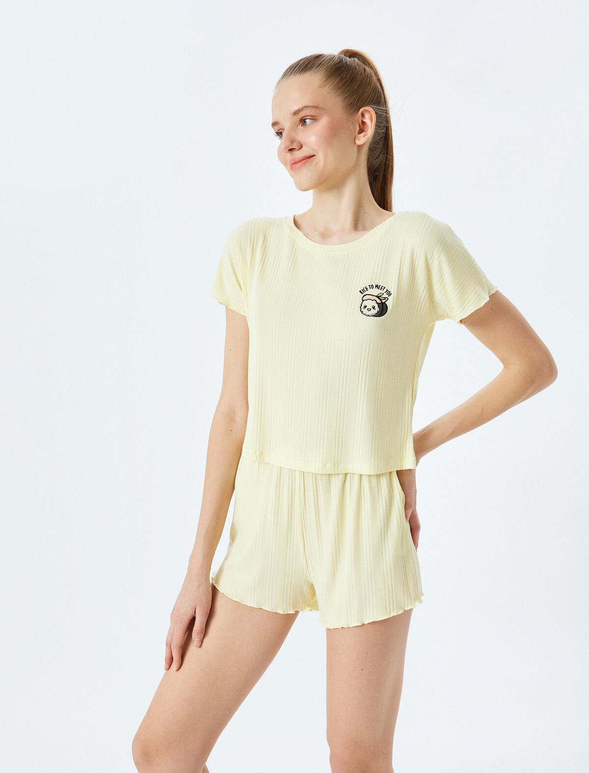 Koton Pijama Takımı 5SLK40023MK Sarı