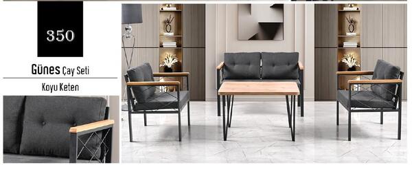 Güneş Çay Seti Koyu Keten 350