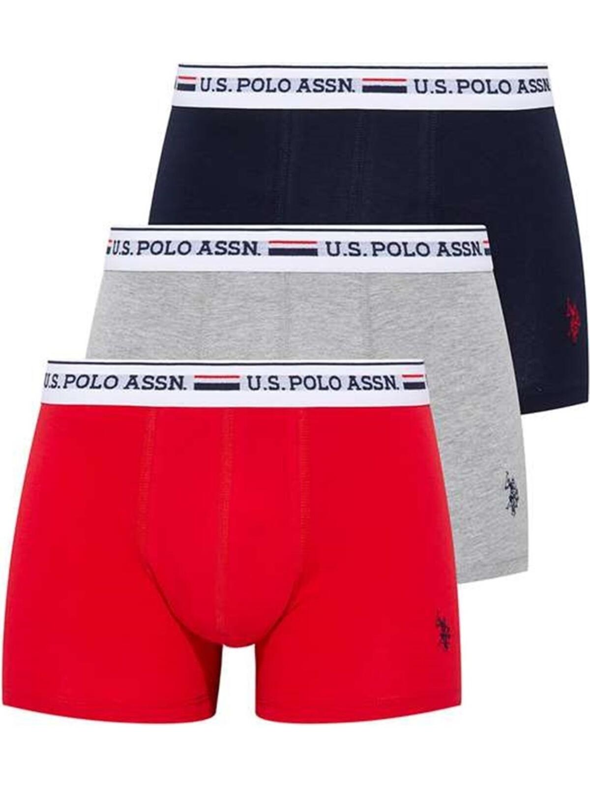 U.S. Polo Erkek Boxer 3Lü 80431 Gri-Kır-Laci