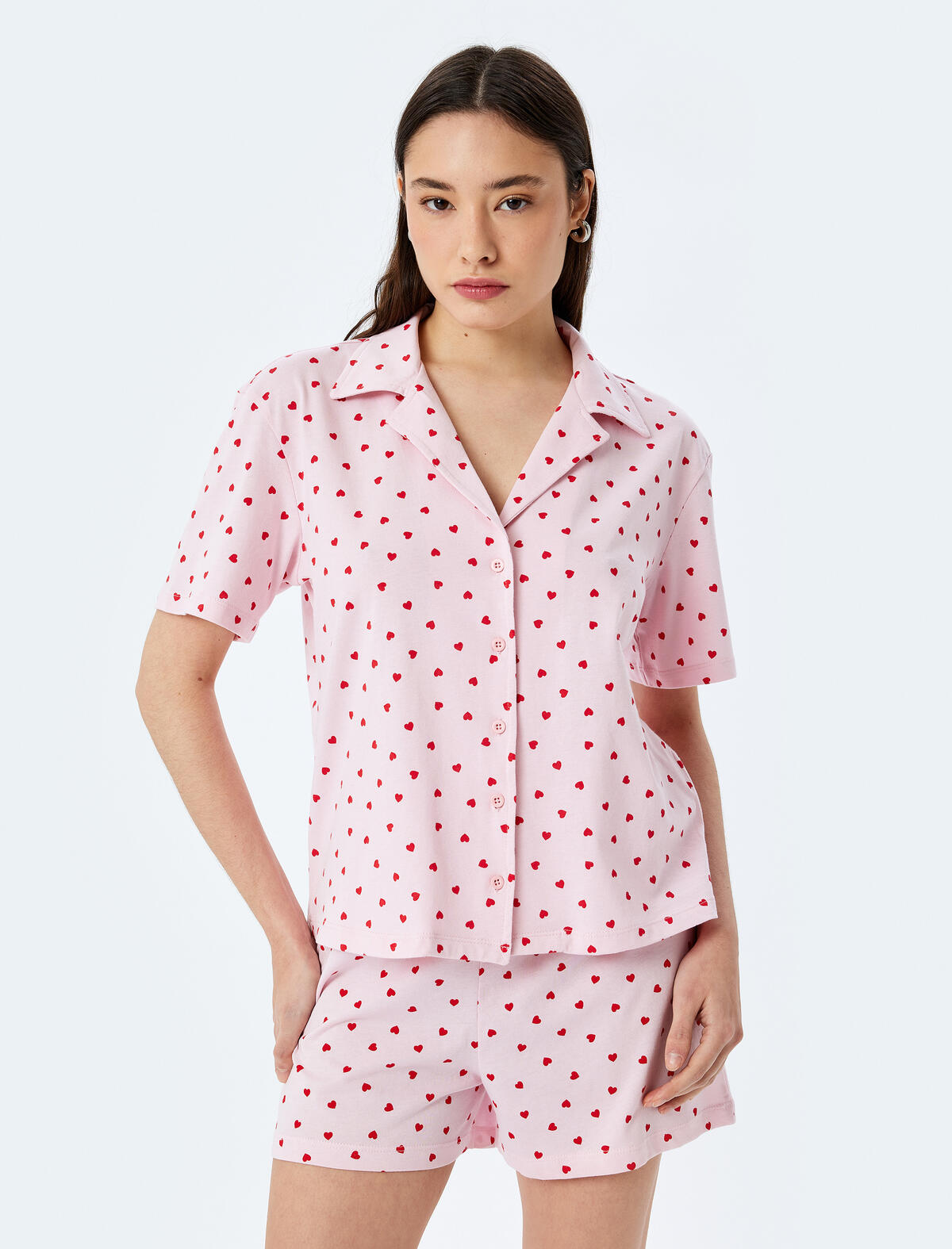 Koton Pijama Takımı 5SLK40050MK Pembe Desenli