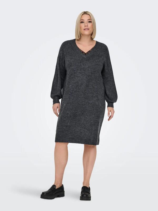 Only Carmakoma Elbise 15330672 Koyu Gri Melanj