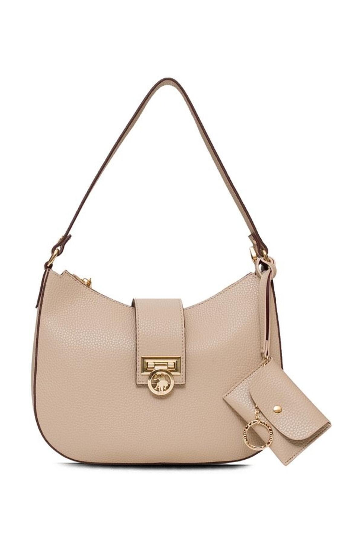 U.S. Polo Assn. Omuz Çanta US25546 Bej-Bordo