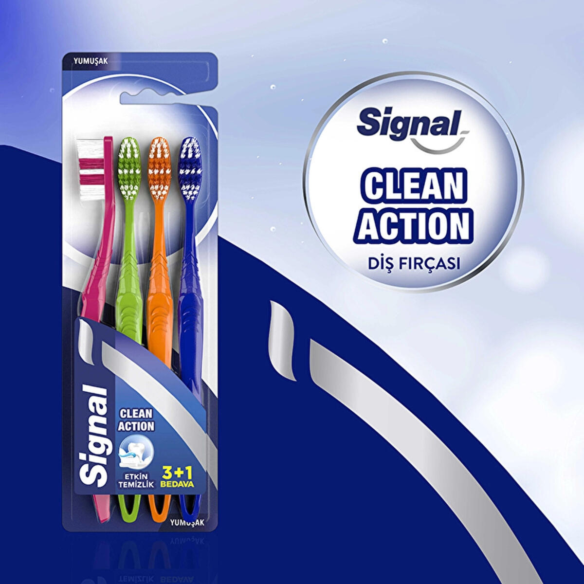Signal Diş Fırçası Clean Premium Action Yumuşak 3+1