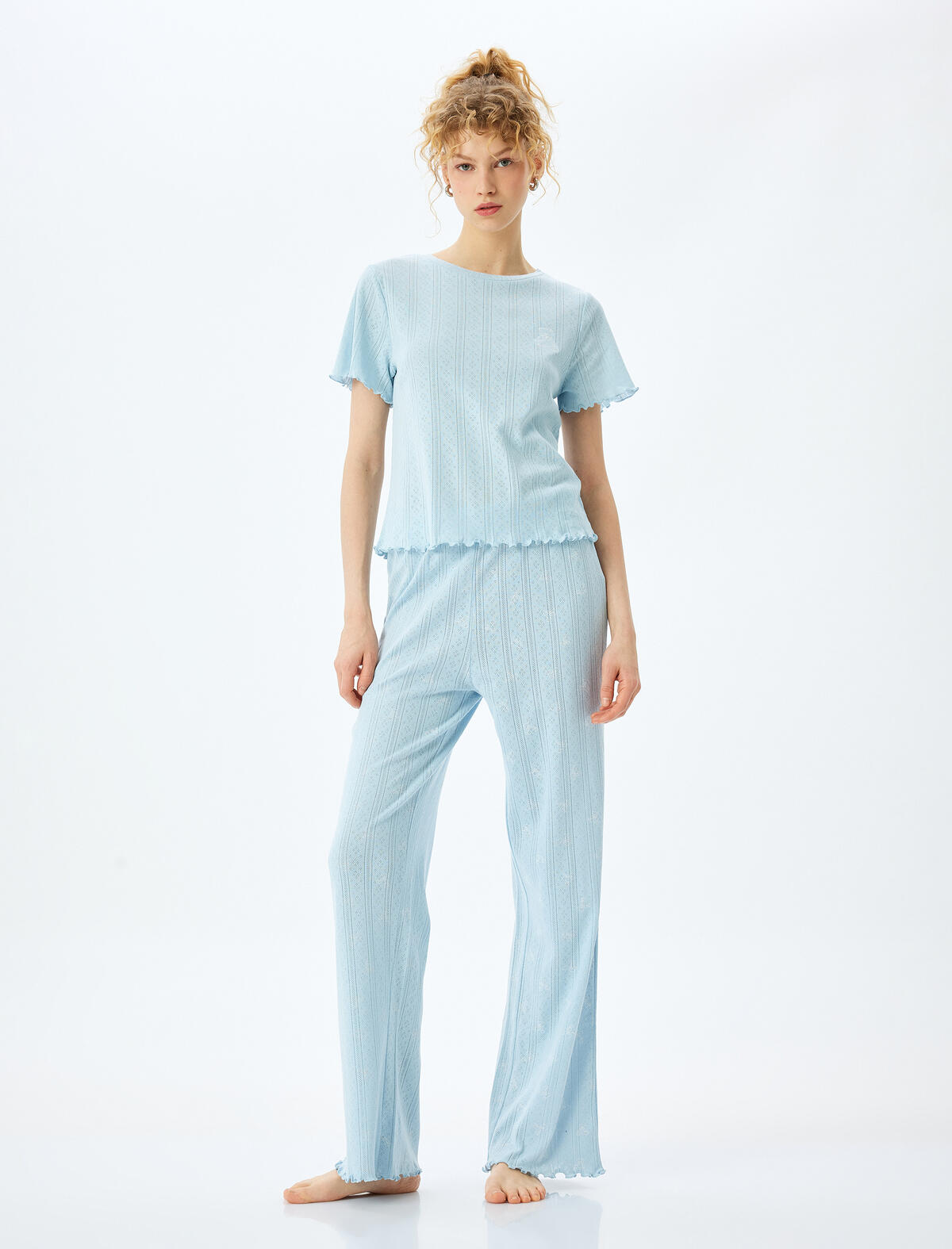 Koton Pijama Takımı 5SLK40065MK Mavi Desenli
