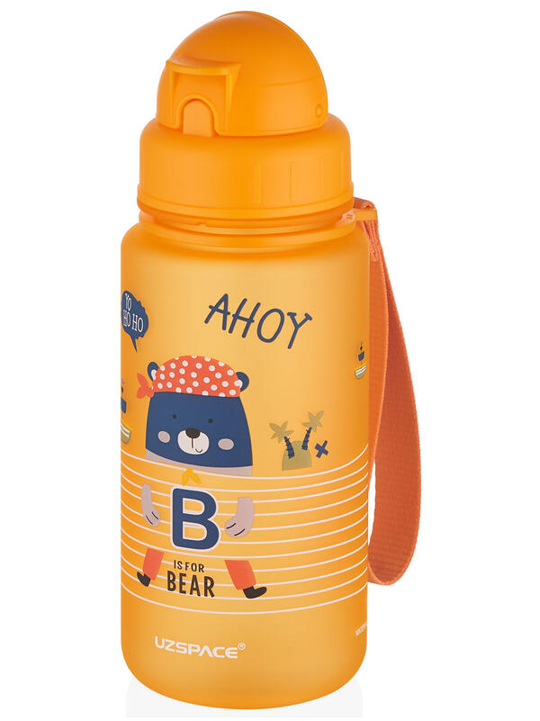 Uzspace Sevimli Hayvan Desenli Soft-Touch 400 Ml Trıtan Su Matarası 3024-5Turuncu