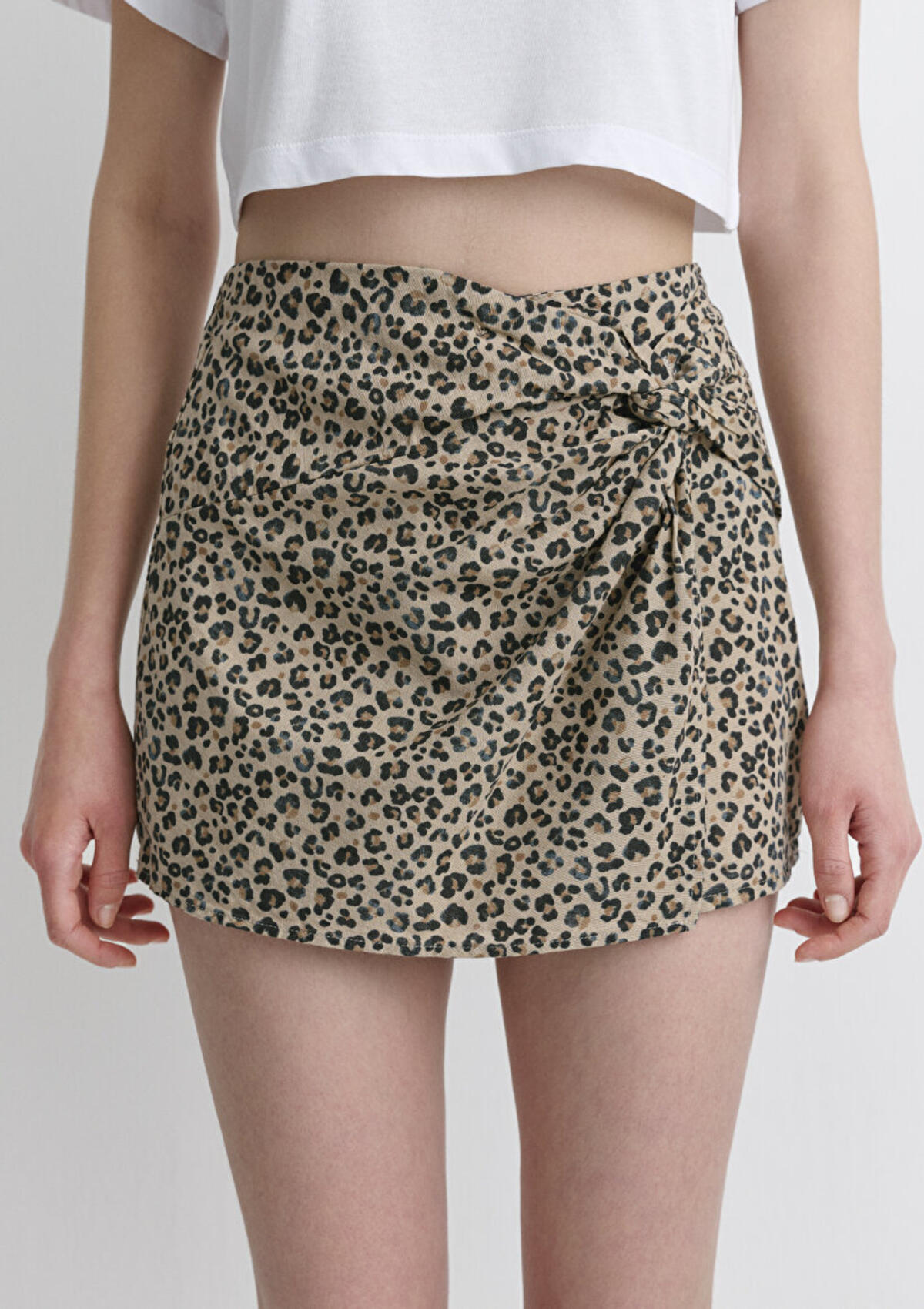 Mavi Şort Etek M1410188-89858 Leopar