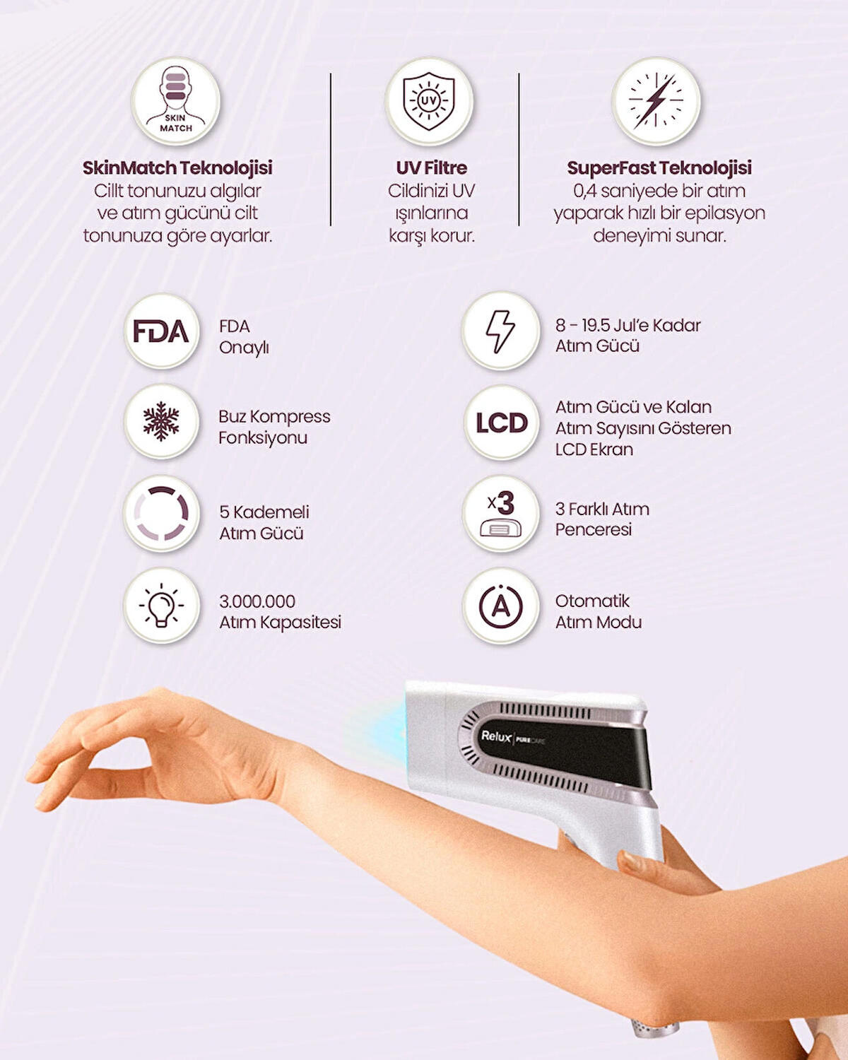 Relux Lazer Epilasyon Pure Care Ipl9950