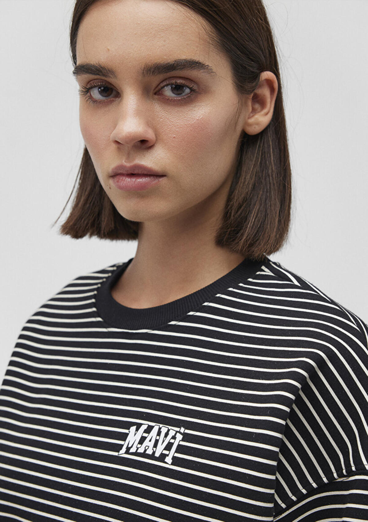 Mavi Sweatshirt M1S10100-85143 Siyah Çizgili