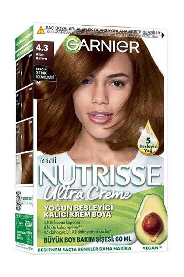 Garnier Saç Boyası Nutrisse Ultra Creme No:4.3 Altın Kahve