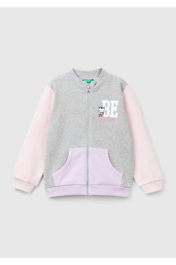 Benetton Sweatshirt Kız Bebek 3J70G5037 Gri Melanj