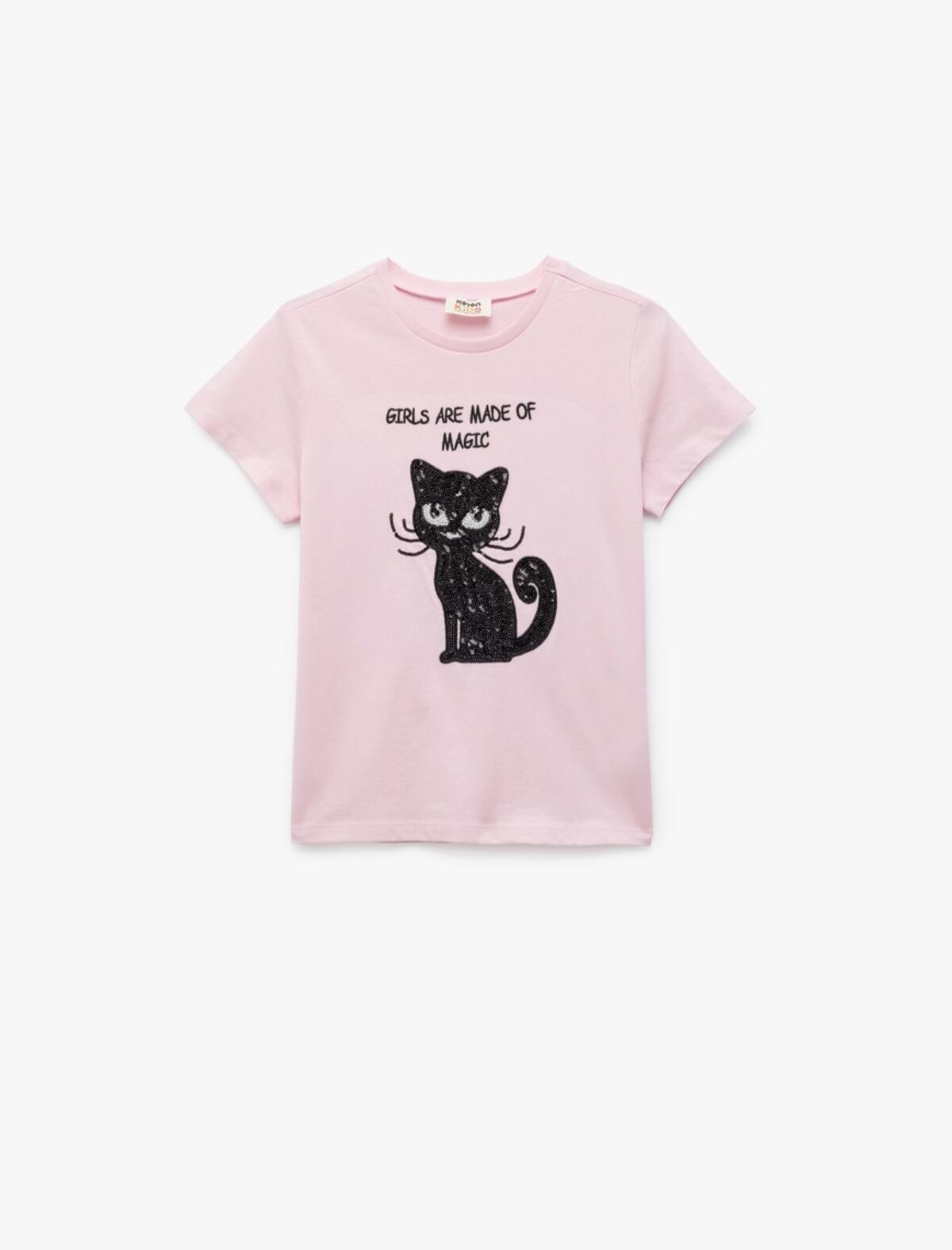 Koton Tişört Kız Çocuk 5SKG10048AK Pembe