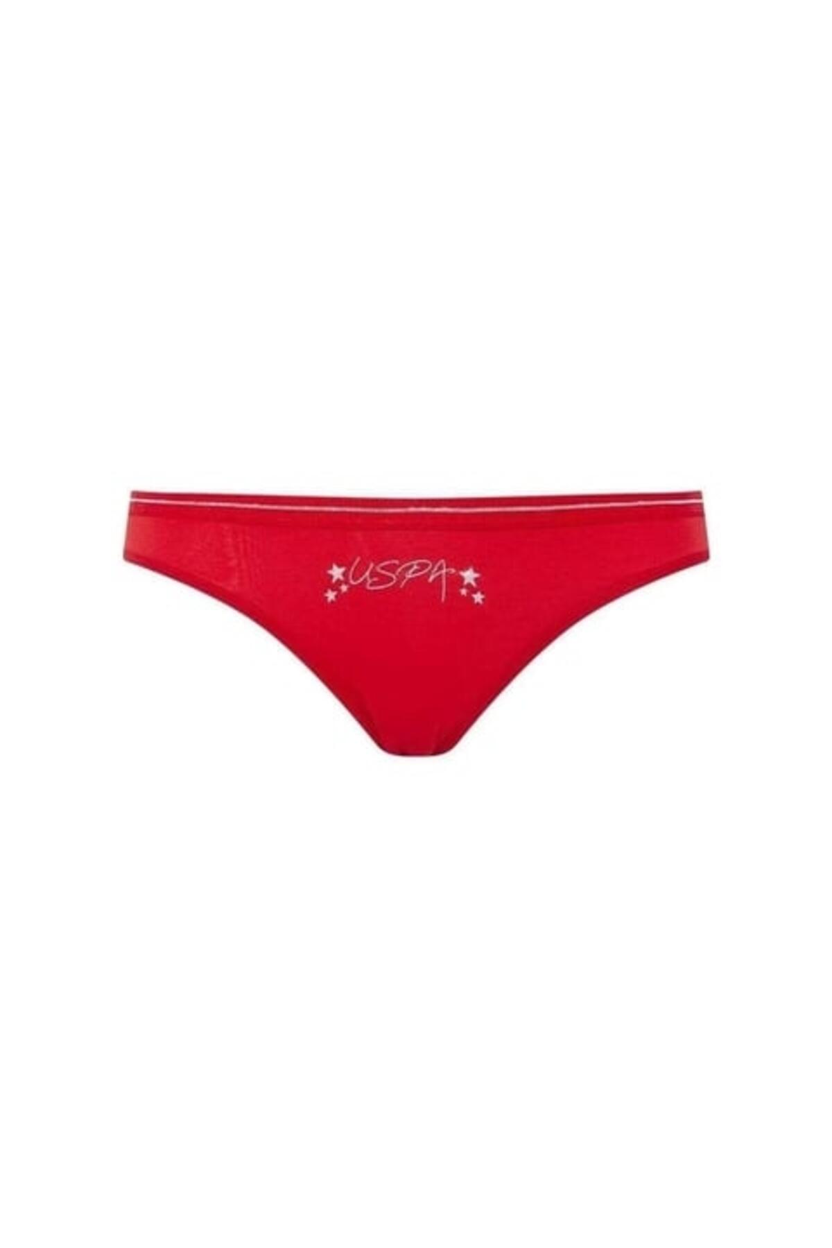 U.S Polo Assn. Kadın Slip 3Lü 66317 Kırmızı-Beyaz-Lacivert