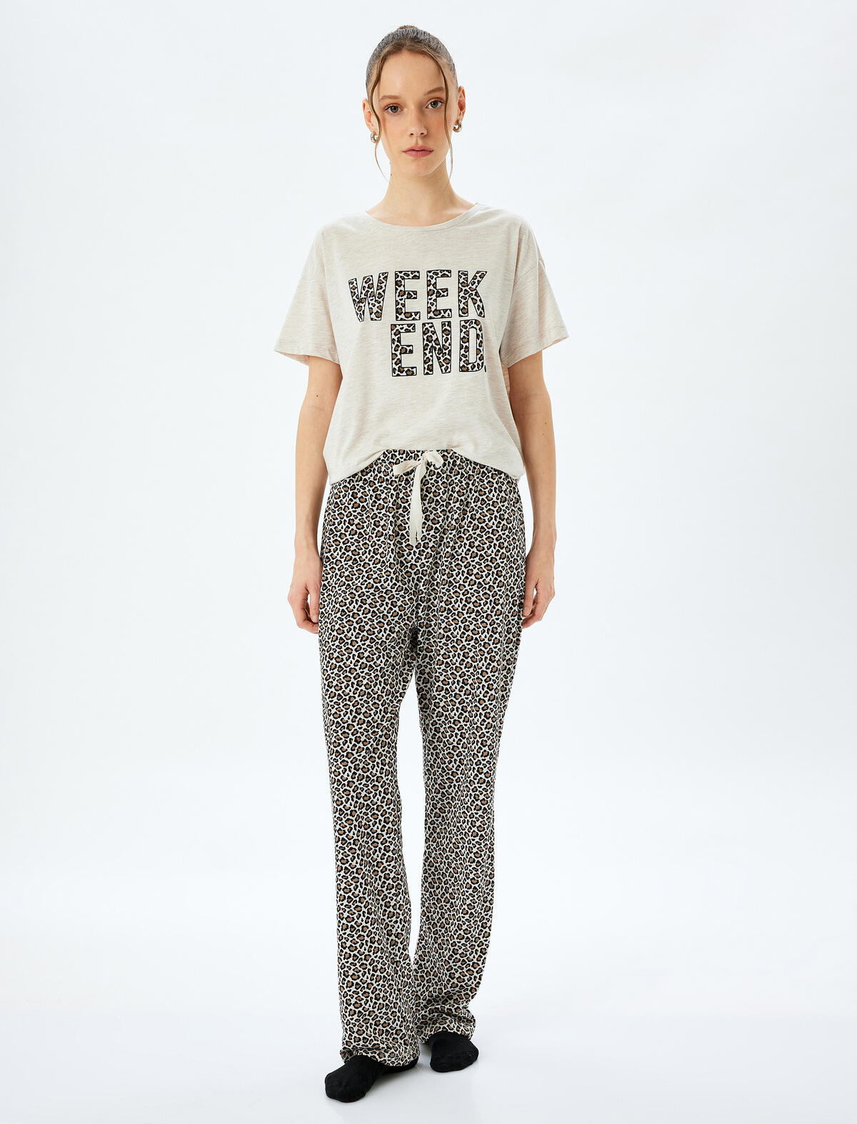 Koton Pijama Takımı 5SLK40018MK Kahverengi