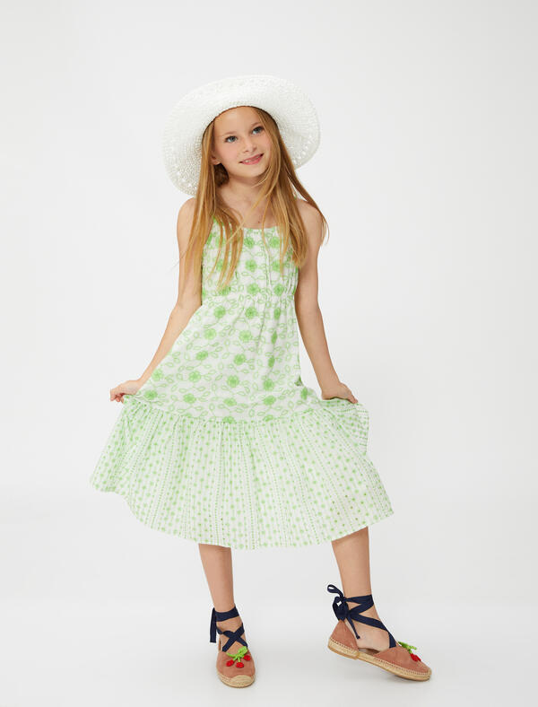 Koton Elbise Kız Çocuk 3SKG80117AW Beyaz Desenli