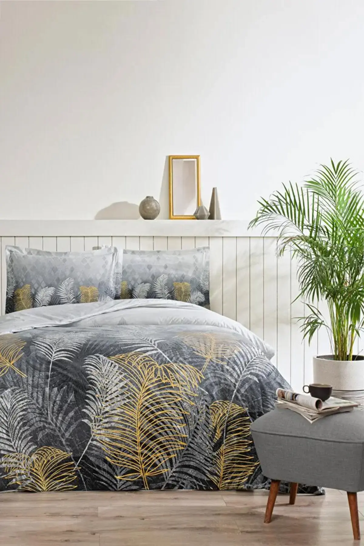 Özdilek Nevresim Takımı Çift Kişilik Ranforce Golden Palm Gri