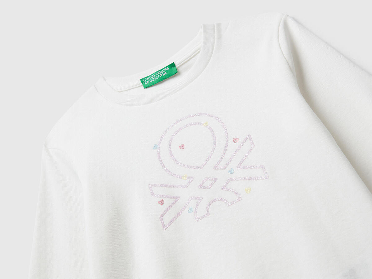 Benetton Tişört Kız Bebek BNT-BG 3I9WG10JS-25K Beyaz