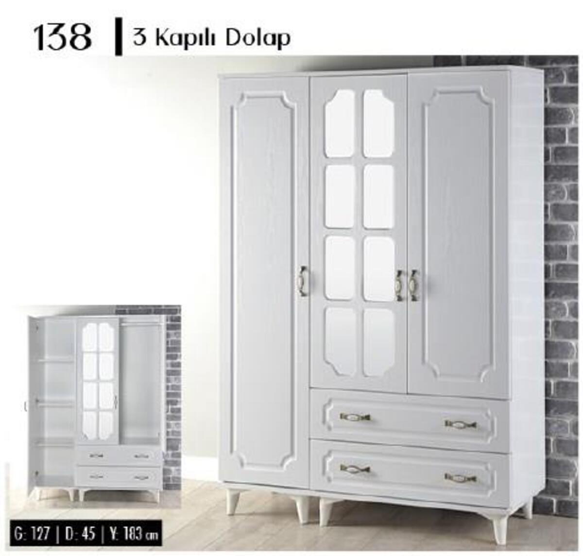 Erkut Elbise Dolabı 3 Kapılı Country 138