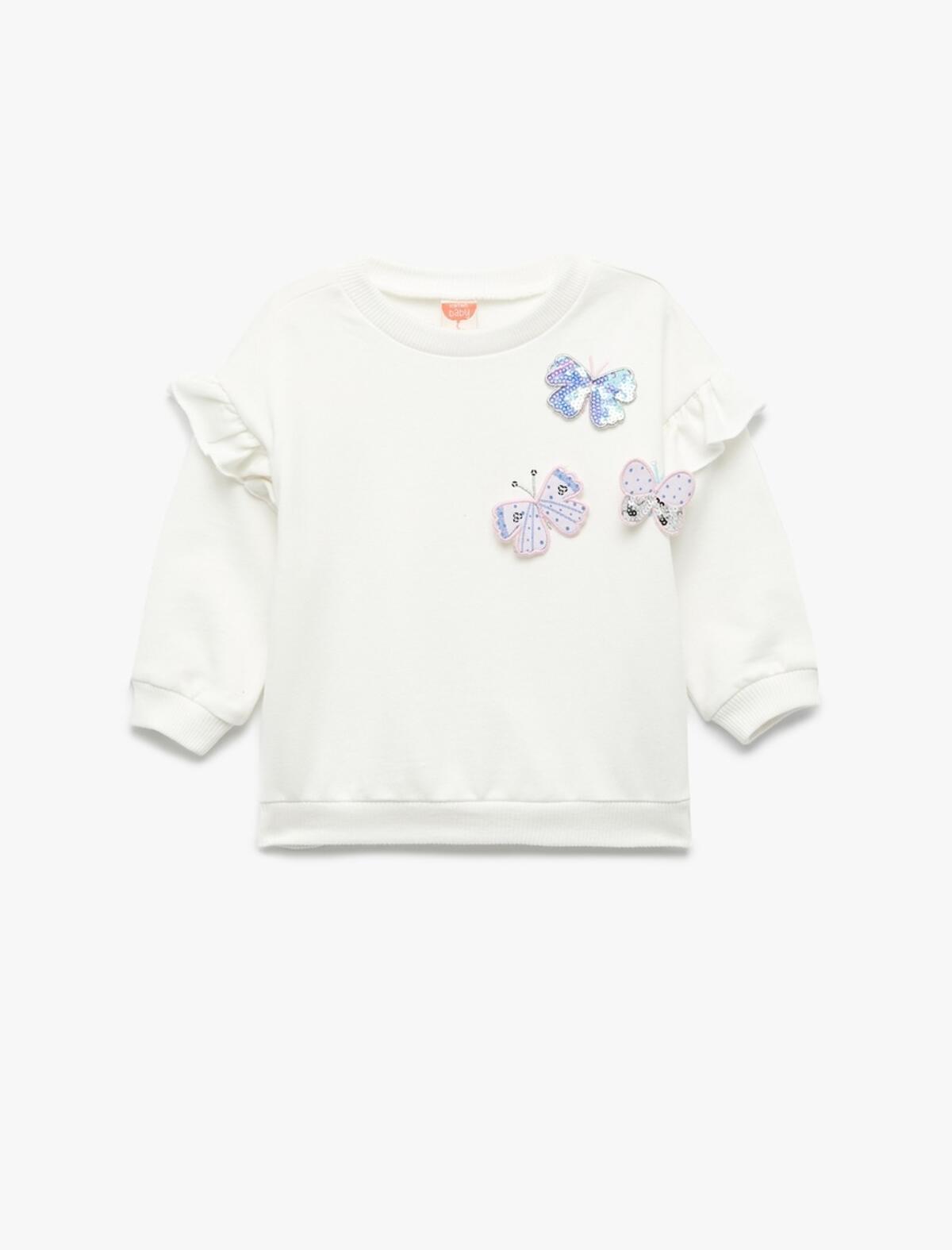 Koton Sweatshirt Kız Bebek 6WMG10013AK Ekru