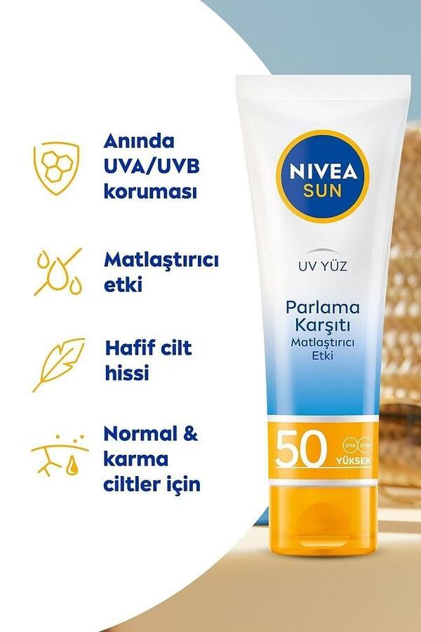 Nivea Sun Yüz Kremi Parlama Karşıtı SPF50 50Ml