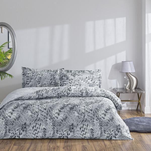 Taç Nevresim Takımı Çift Kişilik Saten Ornıva Gri