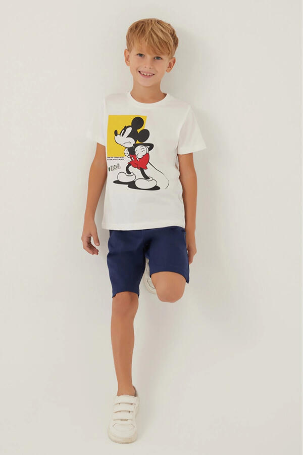 Mickey Mouse Bermuda Takım Erkek Çocuk D4883-3 Krem