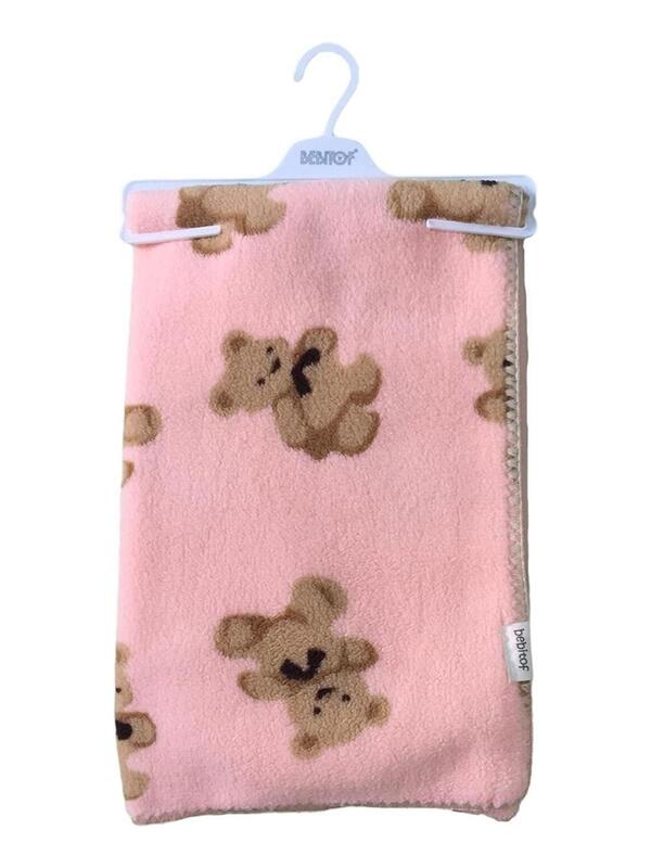 Bebitof Bebitof Battaniye Ayı Desenli Velsoft Pembe 95076-02