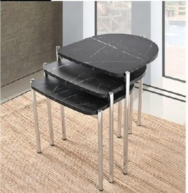 Güneş Zigon Sehpa Milas Nikelaj Siyah Mermer 396