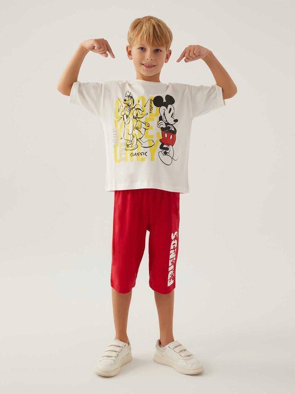 Mickey Mouse Kapri Takım Erkek Çocuk D4871-3 Krem